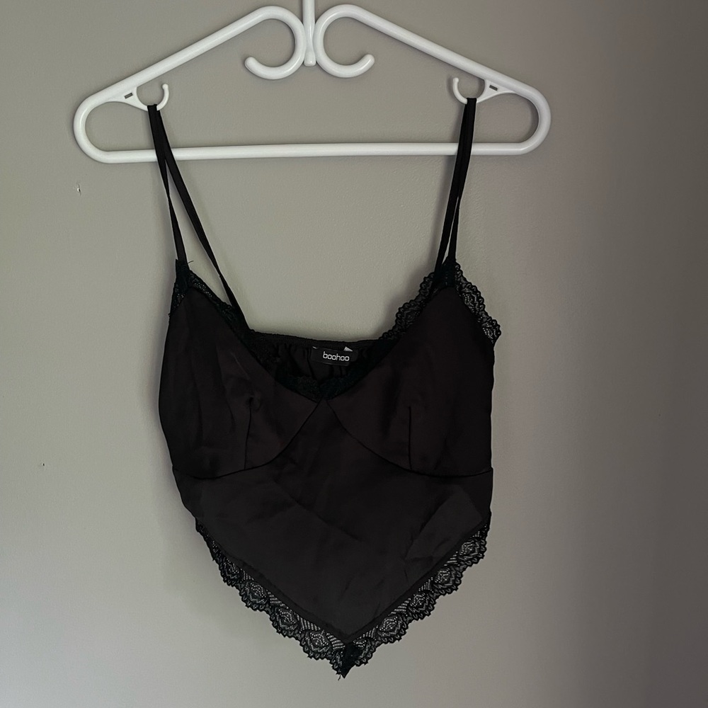 Lace and silk tank